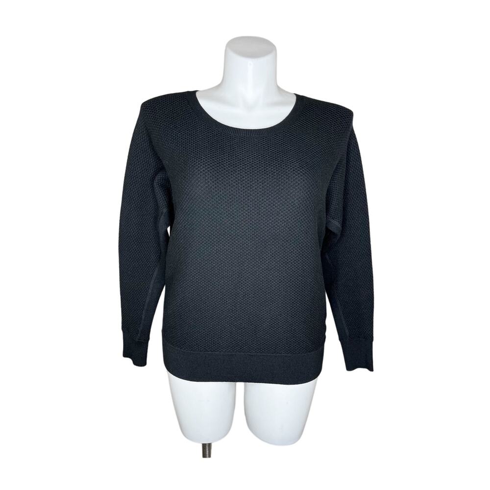 ATHLETA Black Wool Blend Waffle Knit Pullover Sweater Size Medium